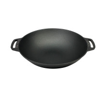 Gjutjärn wokpanna med 2 handtag 36 cm